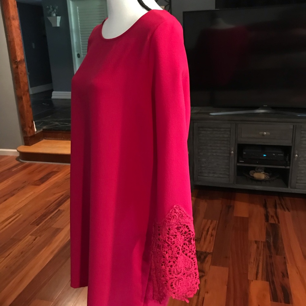 Every Pink dress with lace sleeves